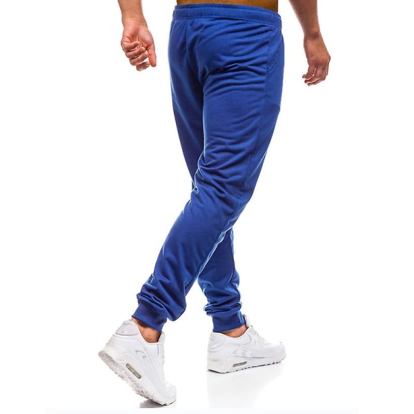 Solida, elastiska träningsbyxor med dragsko för män Royal Blue M
