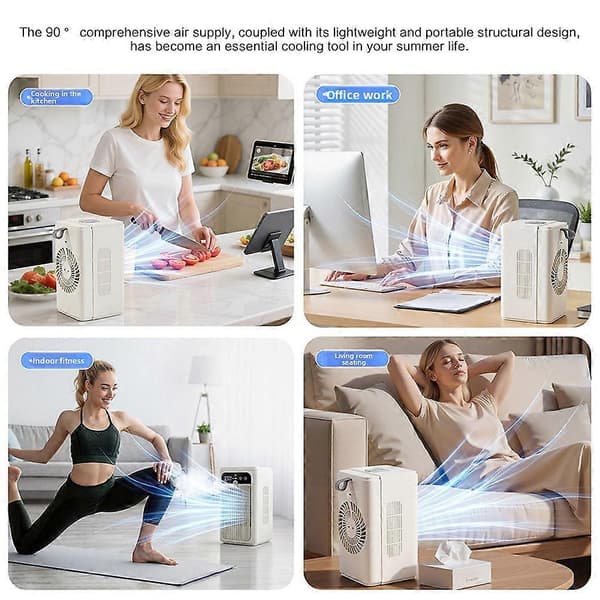 Bordluftfugter køleventilator USB luftkølende luftfugter til sommer White