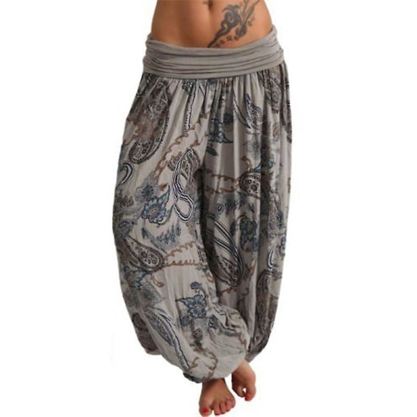 Boho lösa yogabyxor för kvinnor Gray 3XL