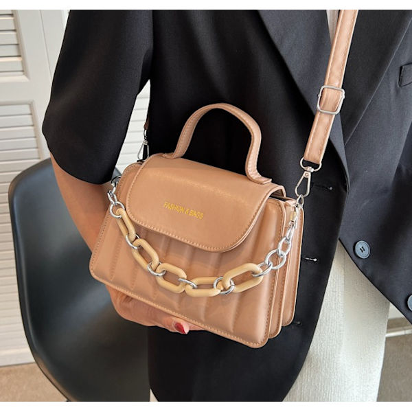 Retro laukku kesän muotitrendi Korean versio ketjusta yksinkertainen länsimainen messenger yksiolkainen pieni neliölaukku (khaki)
