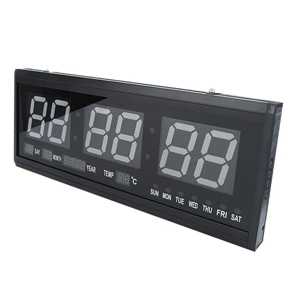 Stor Modern LED Digital Väggklocka Datum Temperatur 24 12 Timmar Kontor