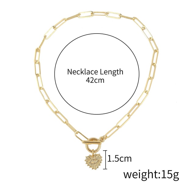 Halskæde hjerte metallisk element mode smykker B1523 N2203-10