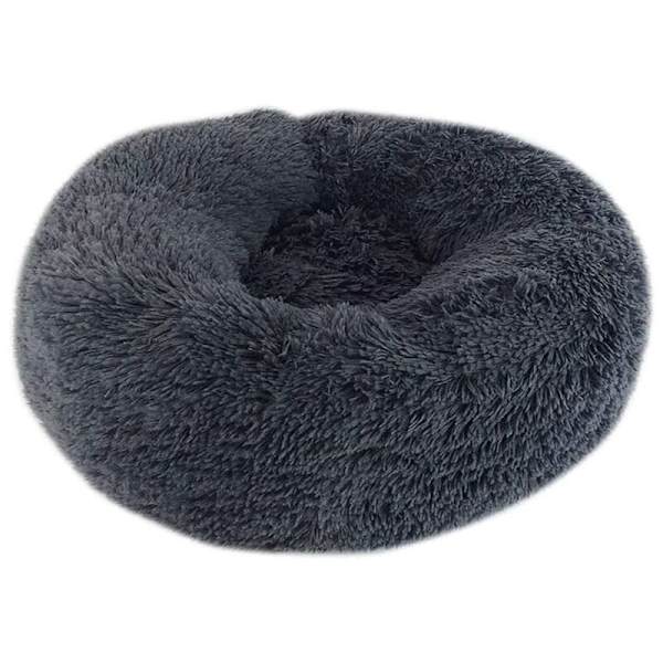 Kæledyrsartikler kattegrus og plys hundestrøelse (mørkegrå diameter 40 cm)