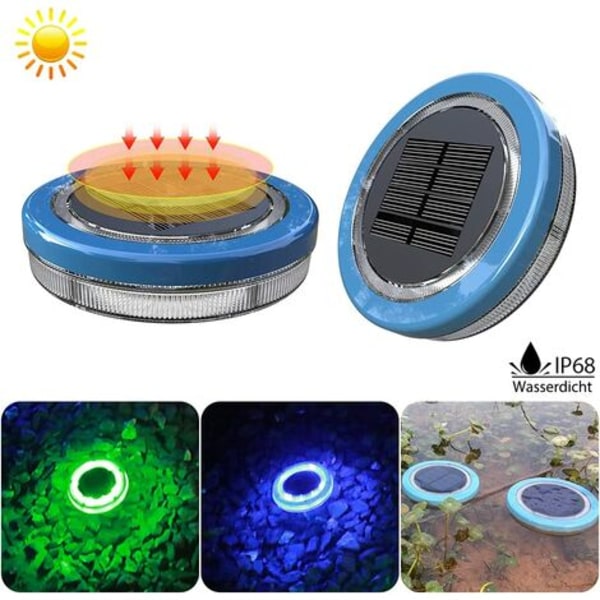 2st Solar Diving LED-ljus, IP68 undervattensljus, vattentätt badkarsljus, poolljus med ljussensor, för