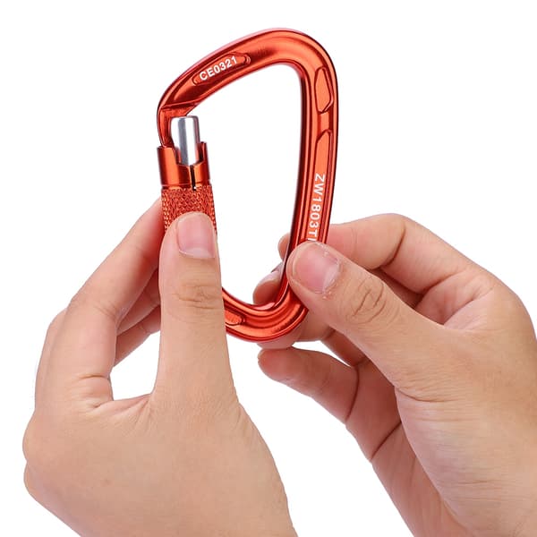 Klätterkarbin - 25KN säkerhetslås D-spänne, räddningsutrustning utomhus (orange)