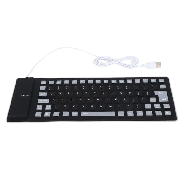 Silikone tastatur fuldt forseglet design bærbart støjsvagt blødt behageligt USB kablet PC sort