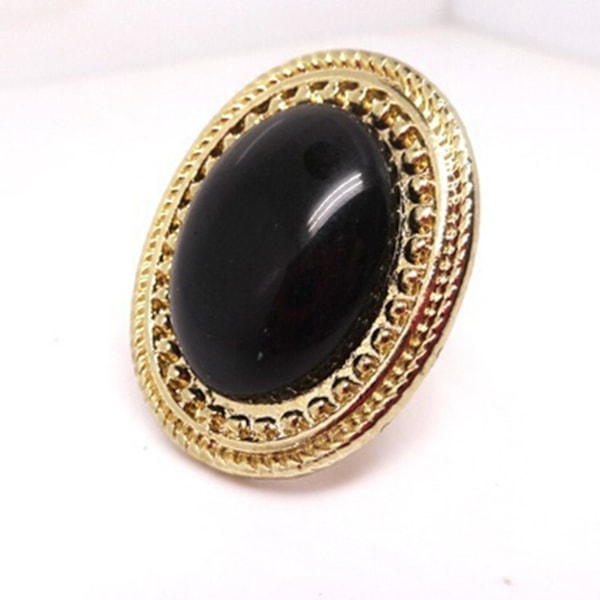 Ring Justerbar Stor Oval Inlagd Legering Natural Gem Stone Ring För Dating Orange