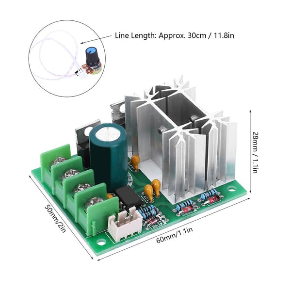 PWM DC Motor Kontroller Trinnløs Bryter Høy Effekt Drivkort 6V 12V 24V 30V