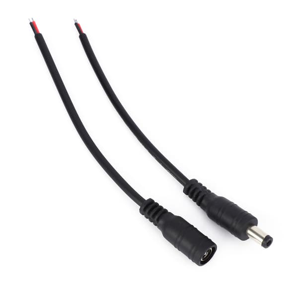 5P 5.5x2.1mm DC Strømstik Stik Kabel Sort