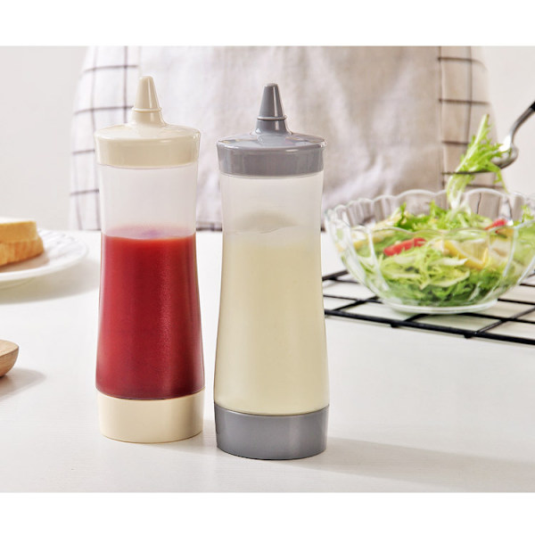 Tjock plastpress såsflaska kökssallad pressflaska salladsdressing flaska rosa