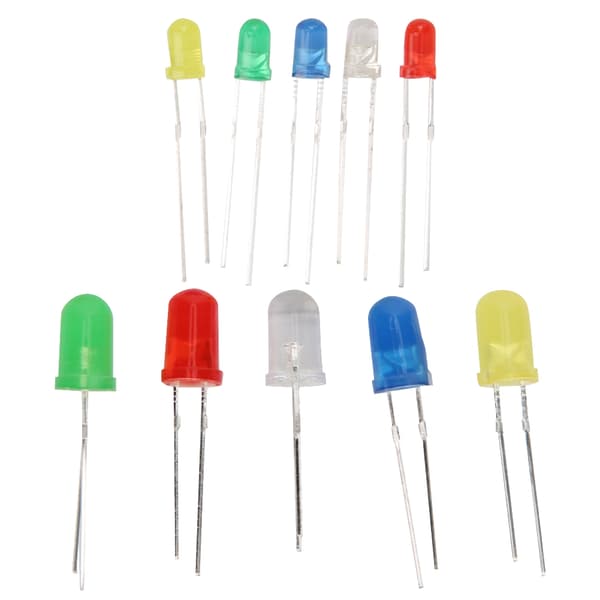 300 stk. 3 mm 5 mm LED-lysdiode-sæt Gul Grøn Blå Rød Hvid