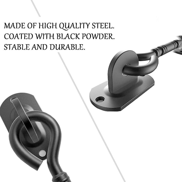 Piao 1 kpl myrskykoukku ruostumatonta terästä oven koukku oven salpa ikkunan salpa hytin oven portin lukko 4 kpl kiinnitysruuveilla Black 4 inch