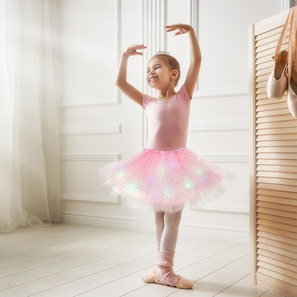 Led Glödande Ljus Blomma Prinsessan Tutu Kjolar Flickor Fairy Costume Light Up Kjol Royal blue