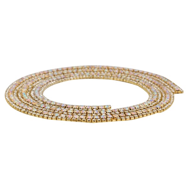 3 Rader Diamant Mesh Wrap Roll Glitrende Krystall Rhinestone Bånd Gull Dekorasjon