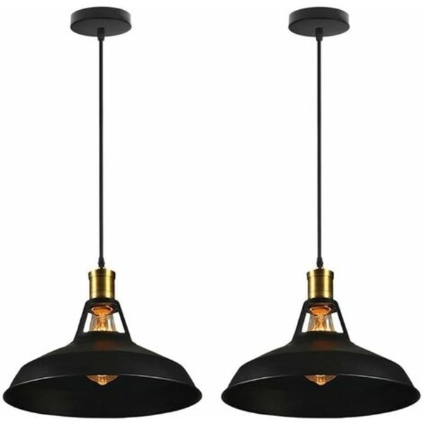 Set med 2 vintage taklampor, 2 lampor i industriell stil, vintage taklampa för interiörbelysning, kök vardagsrum