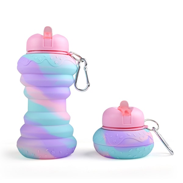 Vikbar Creative Silikon vattenkopp Utomhussportartiklar Bärbar vattenflaska Resevattenflaska (rosa)