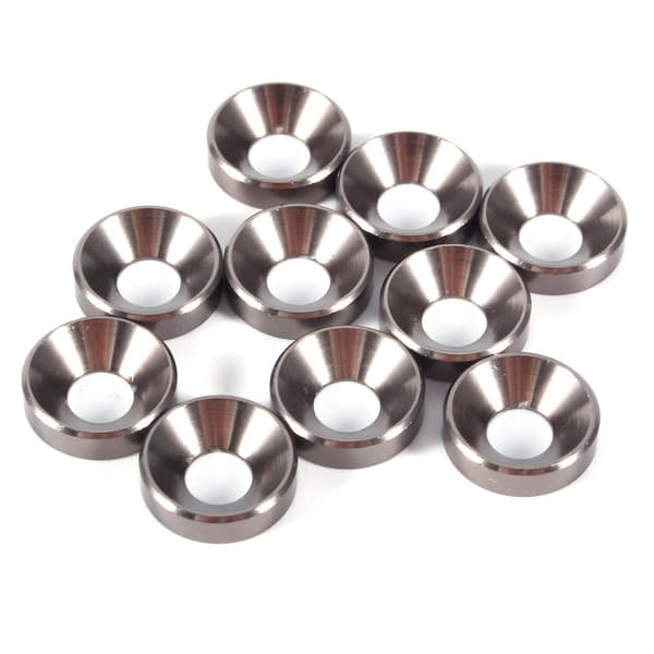 Anodiserade M5 försänkta brickor i titan-grå aluminiumlegering, 10-pack