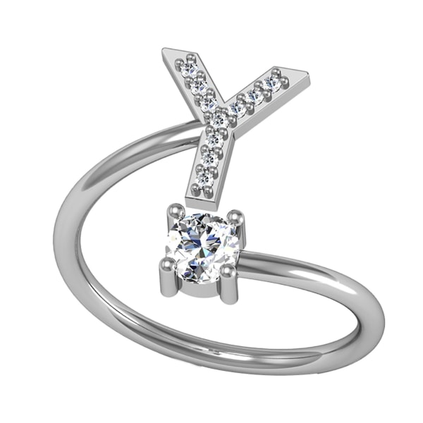 Ring Justerbar Open End Koppar Brev Kvinnor Finger Smycken För Dejting Y