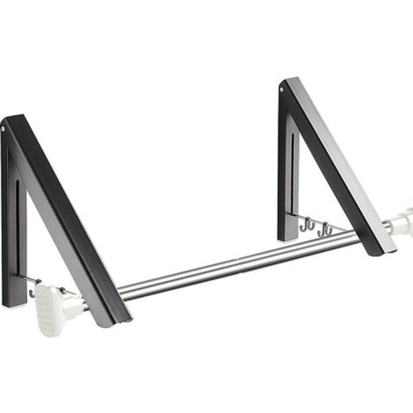 Infällbart klädställ - Väggmonterat hopfällbart klädställ, aluminium, 2 ställ med stång (90-160 cm)