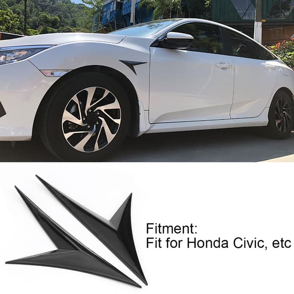 Sidoluftventil Skärmskydd Universal Triangulär Trim Dekor Bilmodifiering Passar för Honda Civic Svart