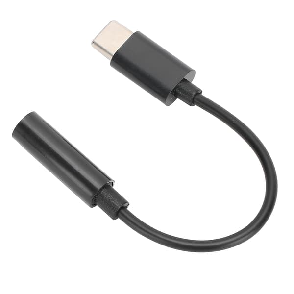 USB C til 3.5mm Aux Audio Jack Adapter Hovedtelefonkabel Sort