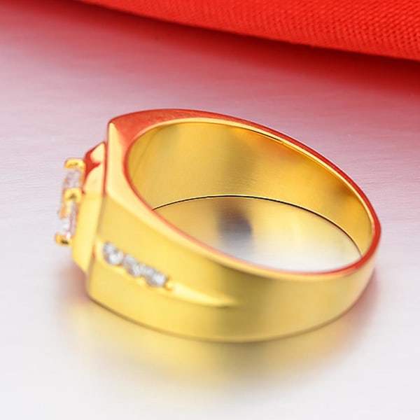 Mænd Bling Rhinestone indlagt bryllupsfest bredbånd ring finger smykker gave White Gold US 8