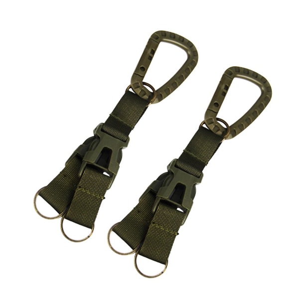 2 st Multifunktionell spänne flaskhållare Bärbar bandklämma Karbinhake Nyckelring Webbing D-formad dubbelkrok för fiske bergsklättring (armégree)