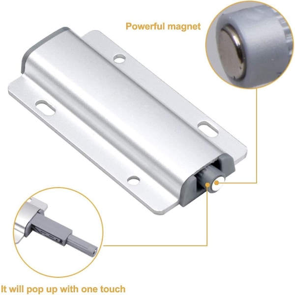 2 styks tryk for at åbne magnetisk lukkesystem til skabsskuffe Magnetiske dørlåse Magnetiske låse Døre låse til møbler