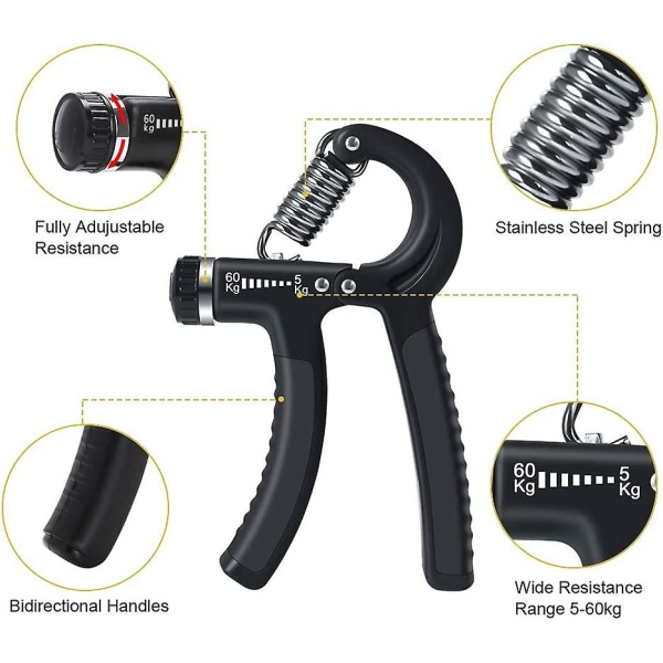Handgrepp, 5 st Handförstärkare, Handförstärkare, Underarmsförstärkare, 5-60 kg justerbar räknehandgripare Resistance Finger Exerciser Wr