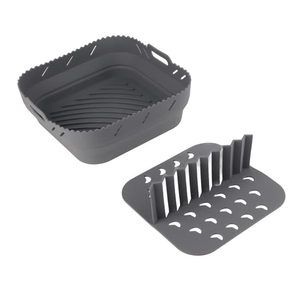 Firkantet silikonebageform til airfryer med silikonemåtte