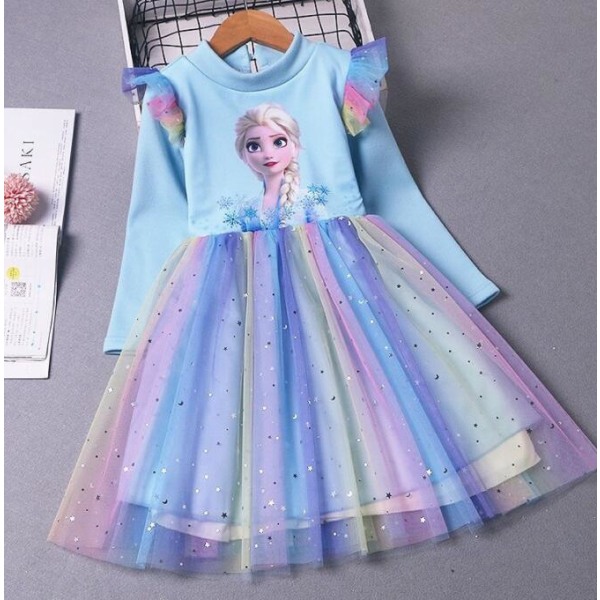 Flickor, prinsessklänning (ljusblå 140 cm)