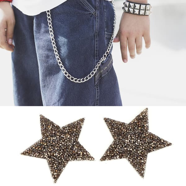 10 stk. Rhinestone Stjerne Strygepatch til Kjole Sko Taske Hat Grå