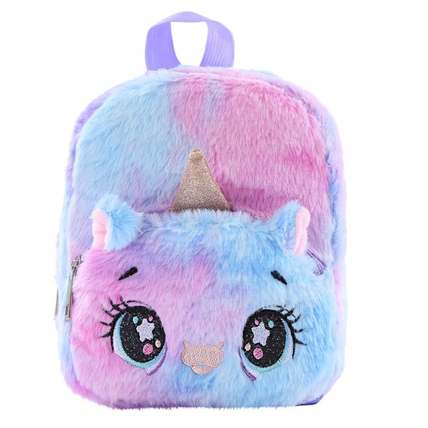 Flickor Söt Fluffig Unicorn Plysch Ryggsäck Skolväskor-2 2