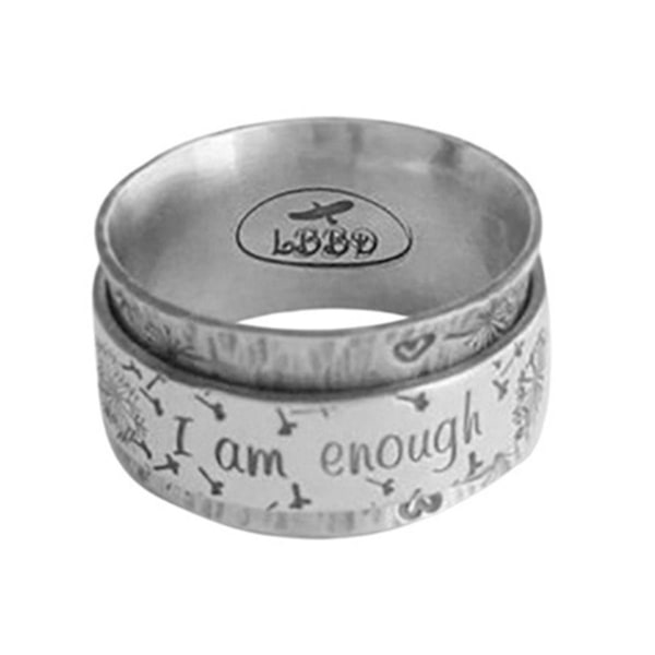 Unisex Retro Letter I Am Enough Loyal Love Par Ring Jubileum Smycken Present US 6