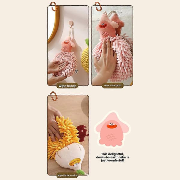 Chenille håndklæder, hurtigtørrende, absorberende, hængende håndklædebold, blødt, fluffy, absorberende mikrofiberhåndklæde Yellow