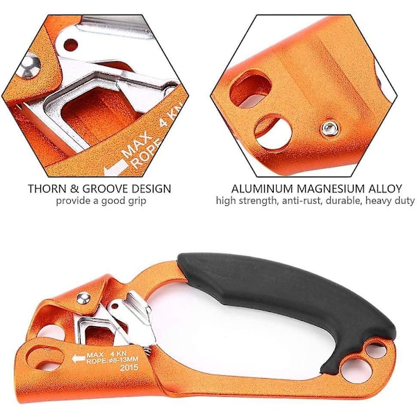 Klättrare, klätteranordning Rak klätterrepsgreppklämma för 8mm-13mm repklättringsutrustning[orange]