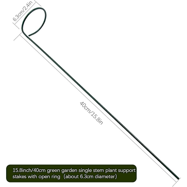 6 stk Stålring Plantestøtte Havestængel Holder Støttering til blomst, rose, tomater, lilje, pæon (40 cm)