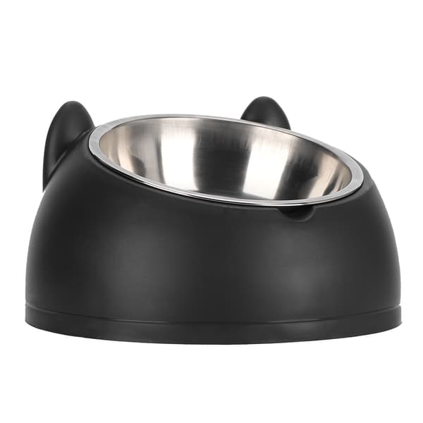 Rustfrit stål kat hund vand madskål skridsikker sort