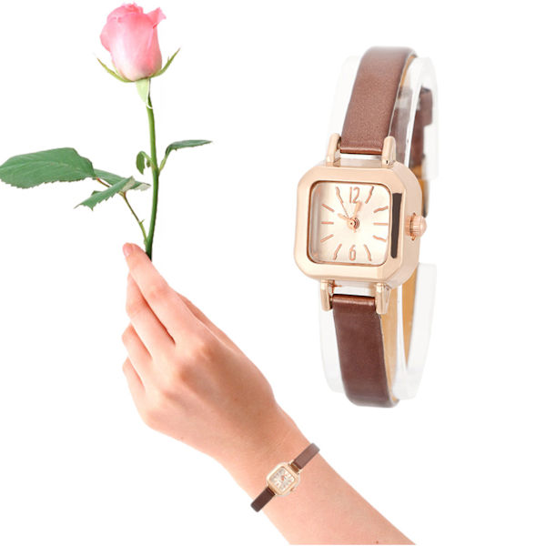 Brun Quartz Analog Dame PU Læderrem Armbåndsur