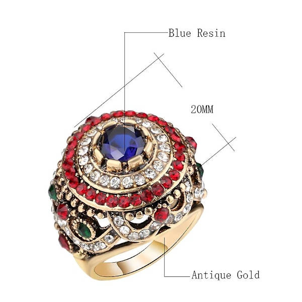 Kvinnor Lyx Rund Färgglad Strass Inläggning Finger Ring Party Smycken Present US 9