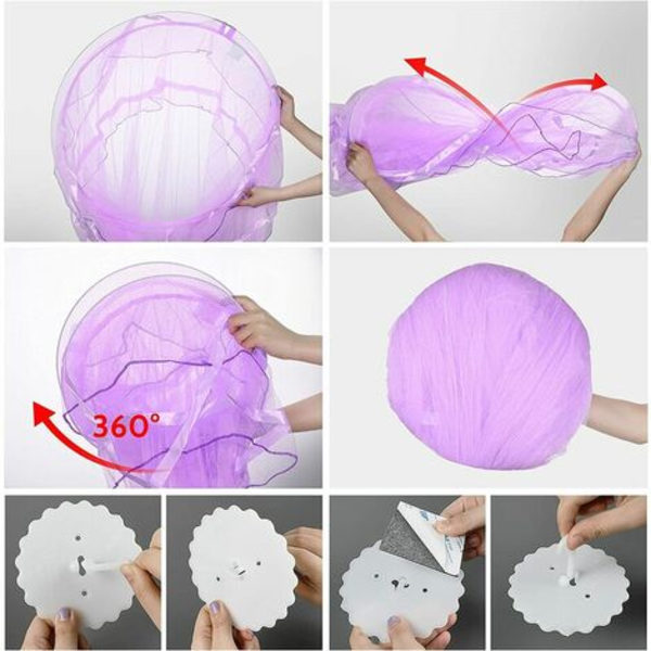Myggnät, Rund Dubbelspets Princess Canopy, Stor Kupol Myggnät Dubbelsäng för Punch-free, Princess Baby Girl C