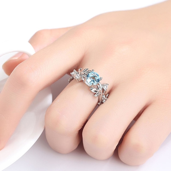 Kvinder Ring Blomster Design Alle Match Tilbehør Mode Sød Rhinestone Vielsesring Til Fest Green US 8