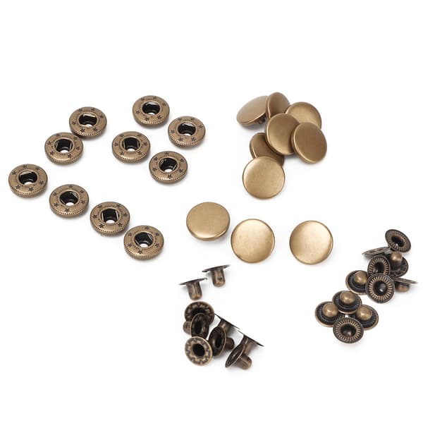 15 mm metalltrykknapper med trykknapper - sett med 10 stk