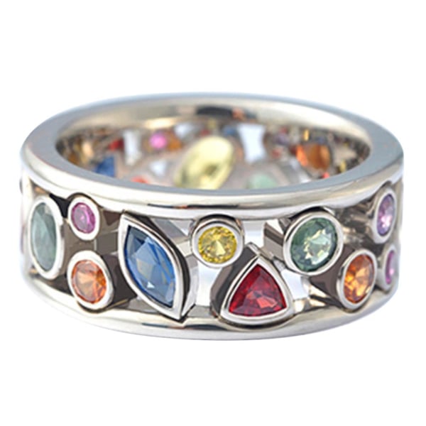 Geometriska mönster ihåliga strass Kvinnor Finger Ring Party Bankett Smycken Present US 9