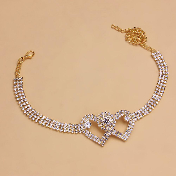 Full Diamond Double Heart nilkkakoru Summer Beach Koruja tekojalokivi tarvikkeet Gold