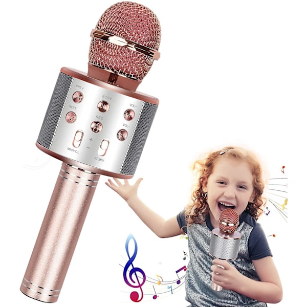 Mikrofon, Trådløs Bluetooth Karaoke Mikrofon Børn, Bærbar 4-i-1 håndholdt mikrofonmaskine, Ktv-afspiller til hjemmet med højttaler og optager