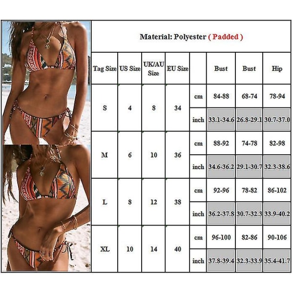 kvinder Sexet brasiliansk bikinisæt badedragt Push Up badedragt Side Tie Beachwear L