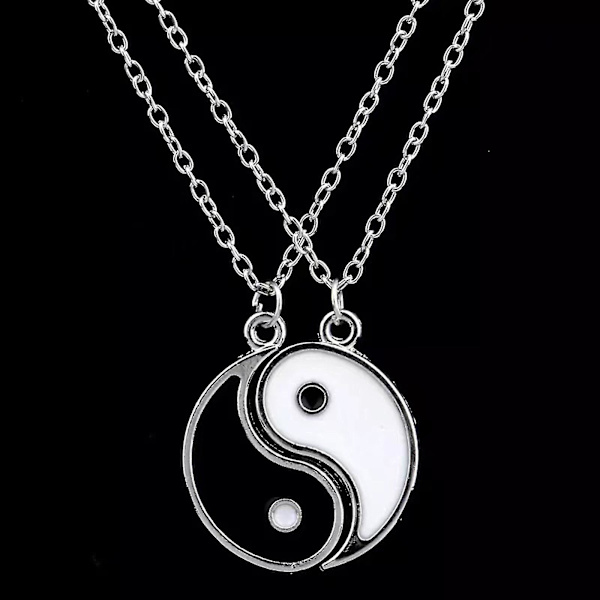 Par matchande hängen Yin Yang halsband länkade trend smycken Goth