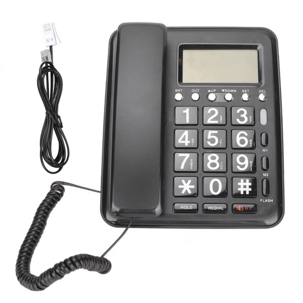 Fuld Håndfri Fastnettelefon Blå Skærm Hjemmekontor Sort