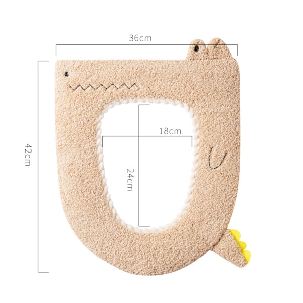Toalettsits, cover för vintertjock plysch toalettstol, tecknad sammet varm cover (off-white),
